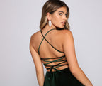 Velvet Dress with Lace-Up Details
