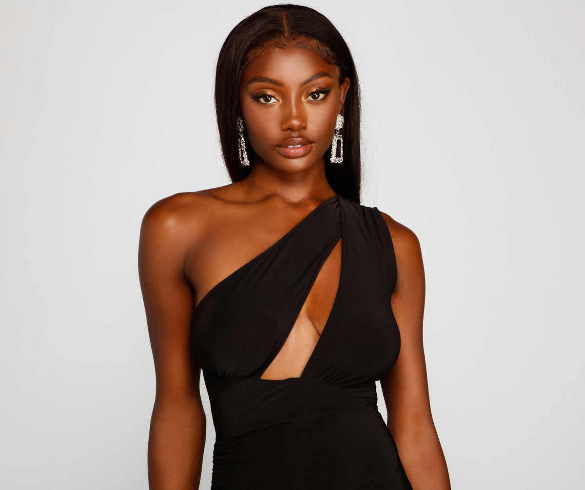 One-Shoulder Mini Dress with Ruched Details
