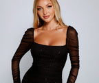 Bodycon Glitter Ruched Dress