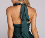 Halterneck Satin Dress with a Back Zip