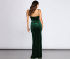 Velvet Wrap-Style Evening Dress