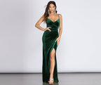 Velvet Wrap-Style Evening Dress