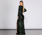 Sequined Evening Dress with a Split Detail