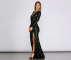 Sequined Evening Dress with a Split Detail