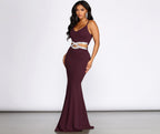Davia Rhinestone Pretzel Trim Mermaid Dress - Lady Occasions