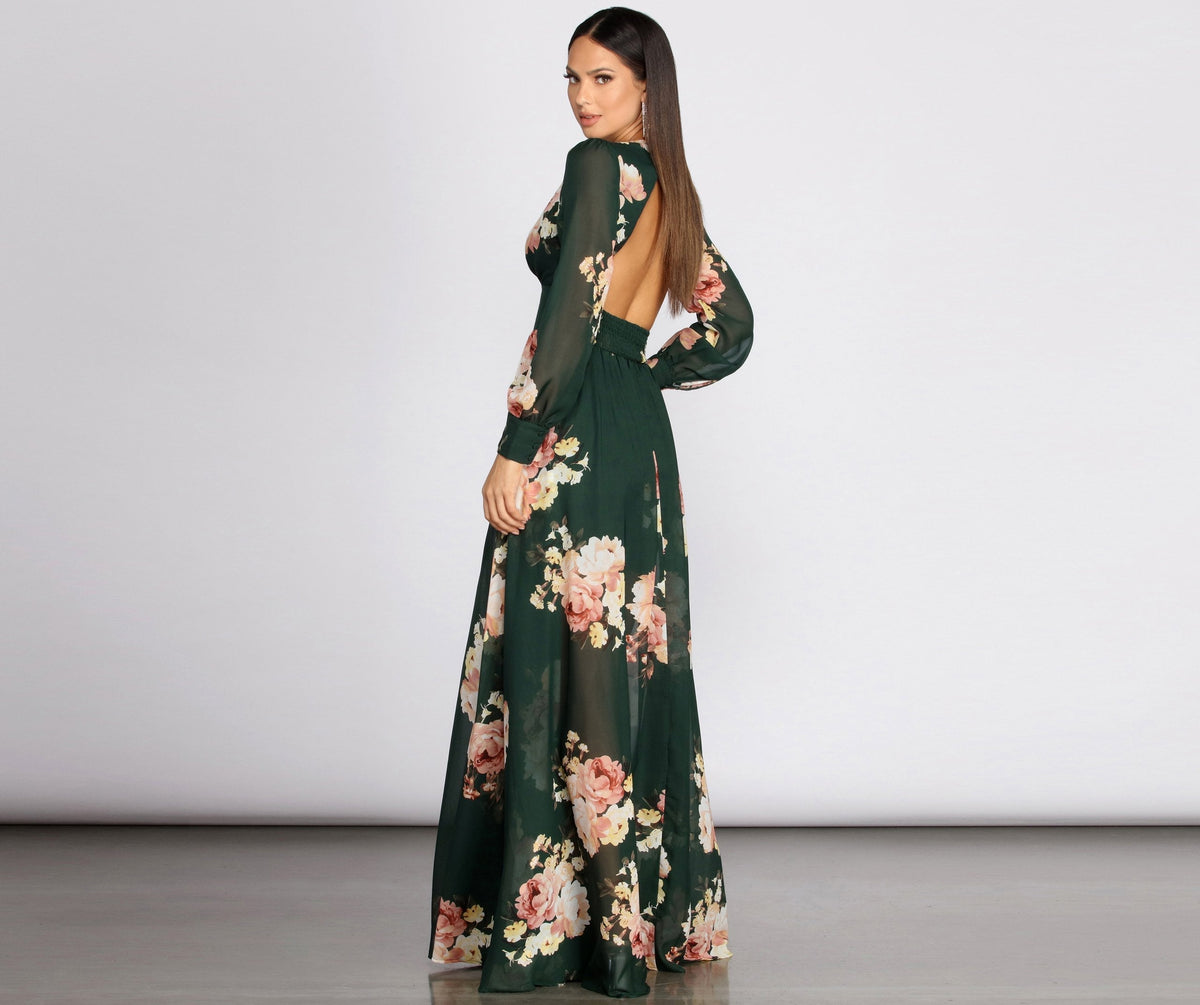Floral Chiffon A-Line Dress