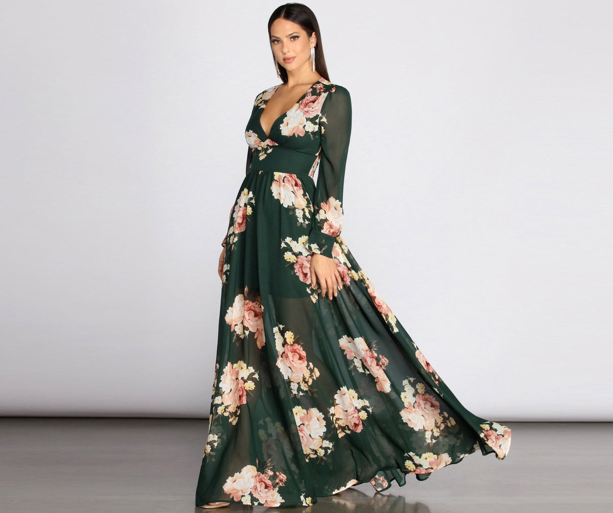 Floral Chiffon A-Line Dress