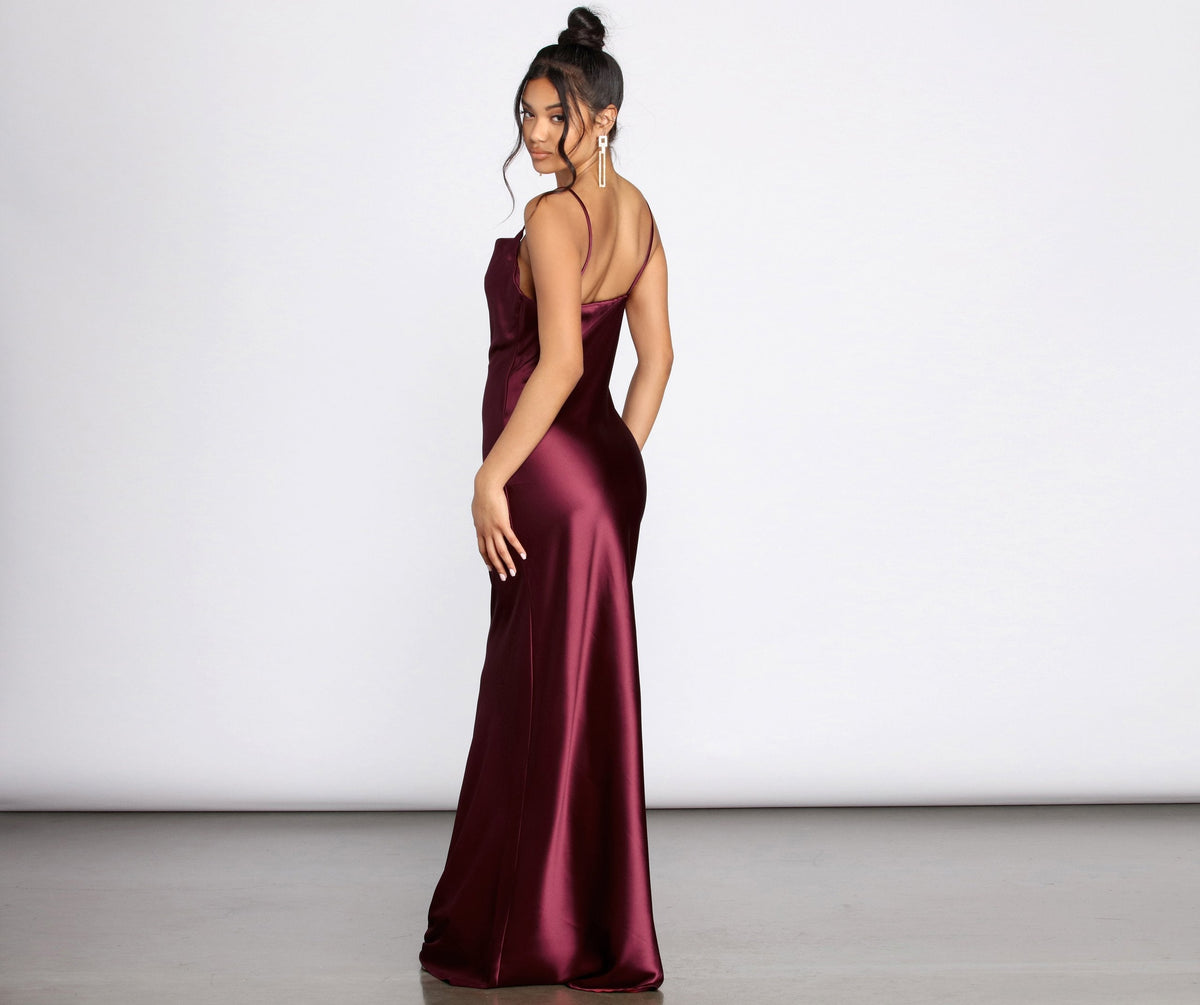 Satin Sleeveless Evening Dress