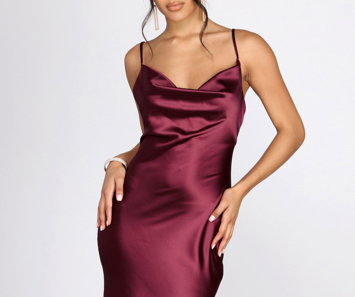 Satin Sleeveless Evening Dress
