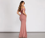 Mermaid Ruffled Dress with an Off-Shoulder Neck