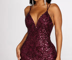 Sequined Spaghetti-Strap Dress with a V-Neck