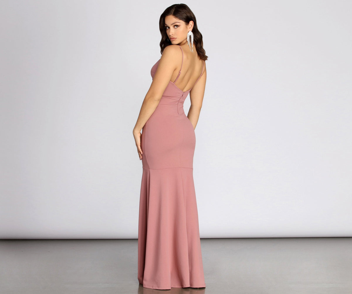 Plunging-V Mermaid Dress