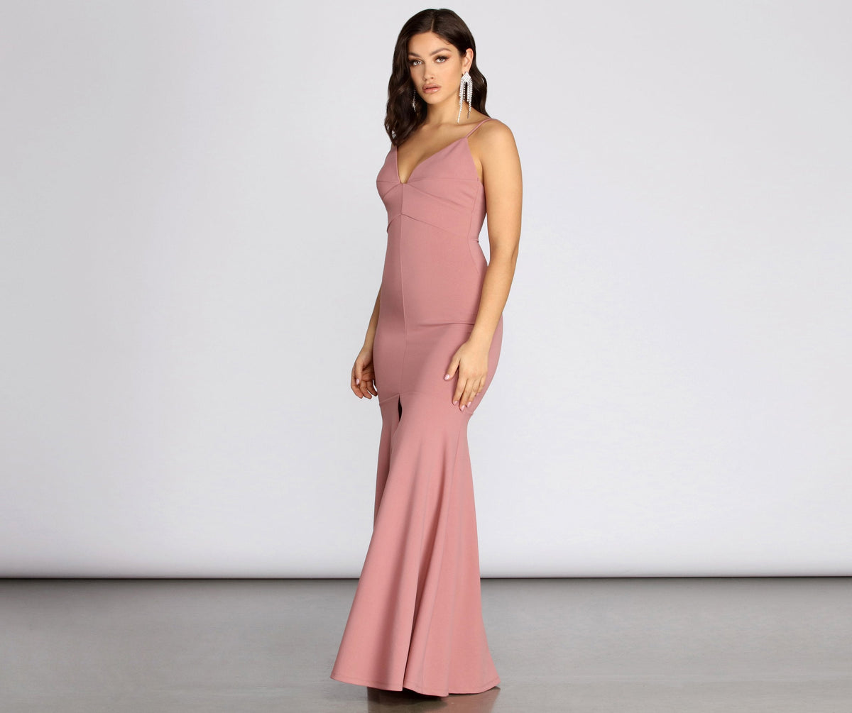 Plunging-V Mermaid Dress