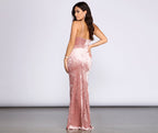 Evening Wrap-Style Velvet Dress