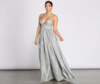 A-Line Glitter Dress with Lace Details