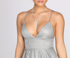 A-Line Glitter Dress with Lace Details