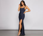 One-Shoulder Spaghetti-Strap Dress with a Split Detail