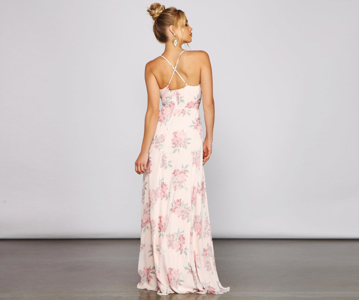 Chiffon A-Line Floral Dress