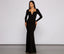 Mallory Long Sleeve V Neck Formal Dress - Lady Occasions