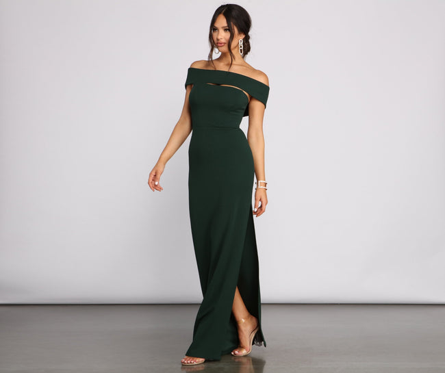 Rylee Formal Off the Shoulder Crepe Dress - Lady Occasions Main image