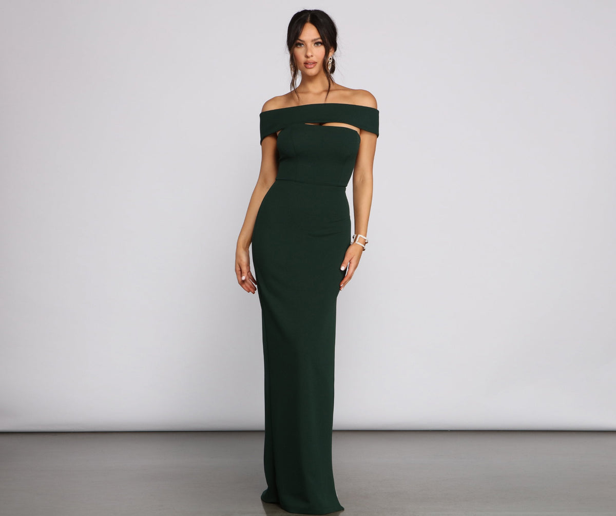 Off-Shoulder Cutout Evening Dress