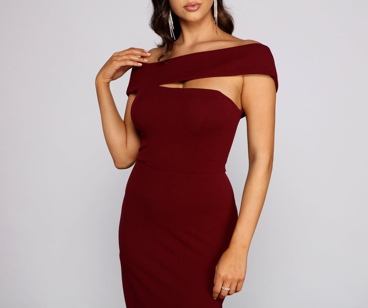Off-Shoulder Cutout Evening Dress