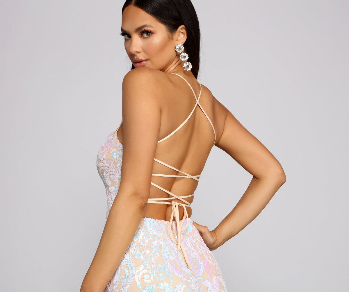 Evening Dress with Sequin Detail