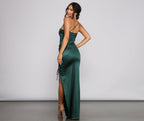 Satin Evening Dress with a Split Detail