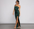 Satin Evening Dress with a Split Detail