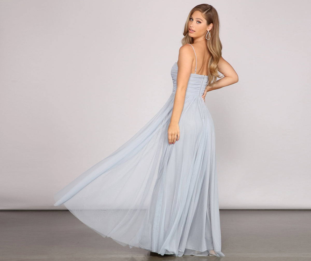 Evening Slit-Detail A-Line Dress