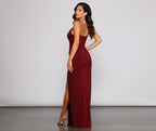 Slit-Detail Evening Dress