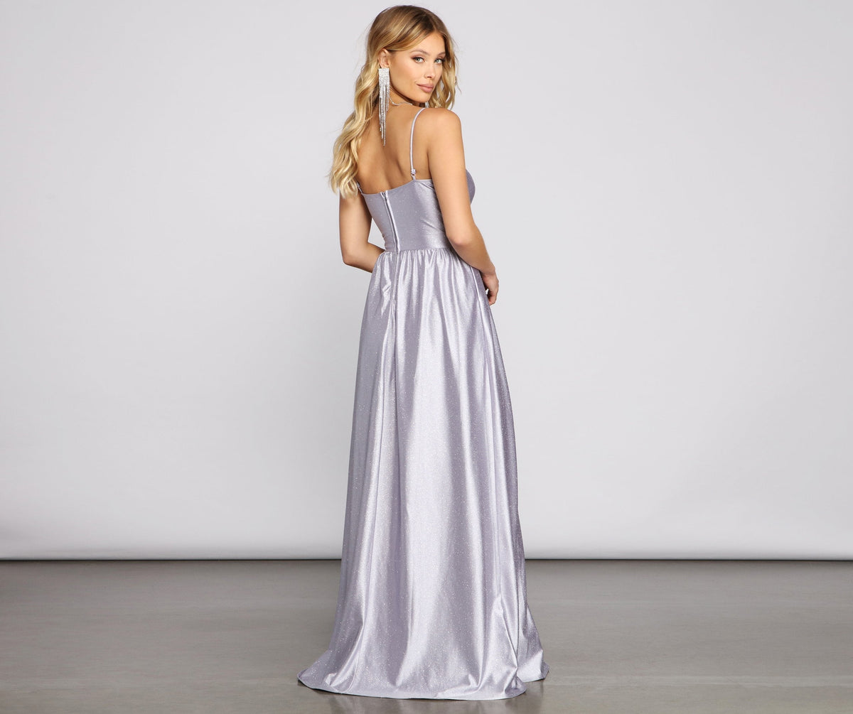 Satin A-Line Glitter Dress