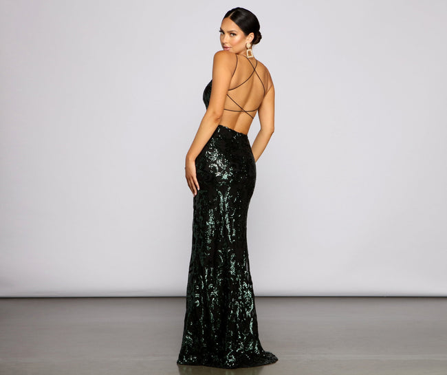 Lila Formal Open Back Sequin Mermaid Dress - Lady Occasions Main image