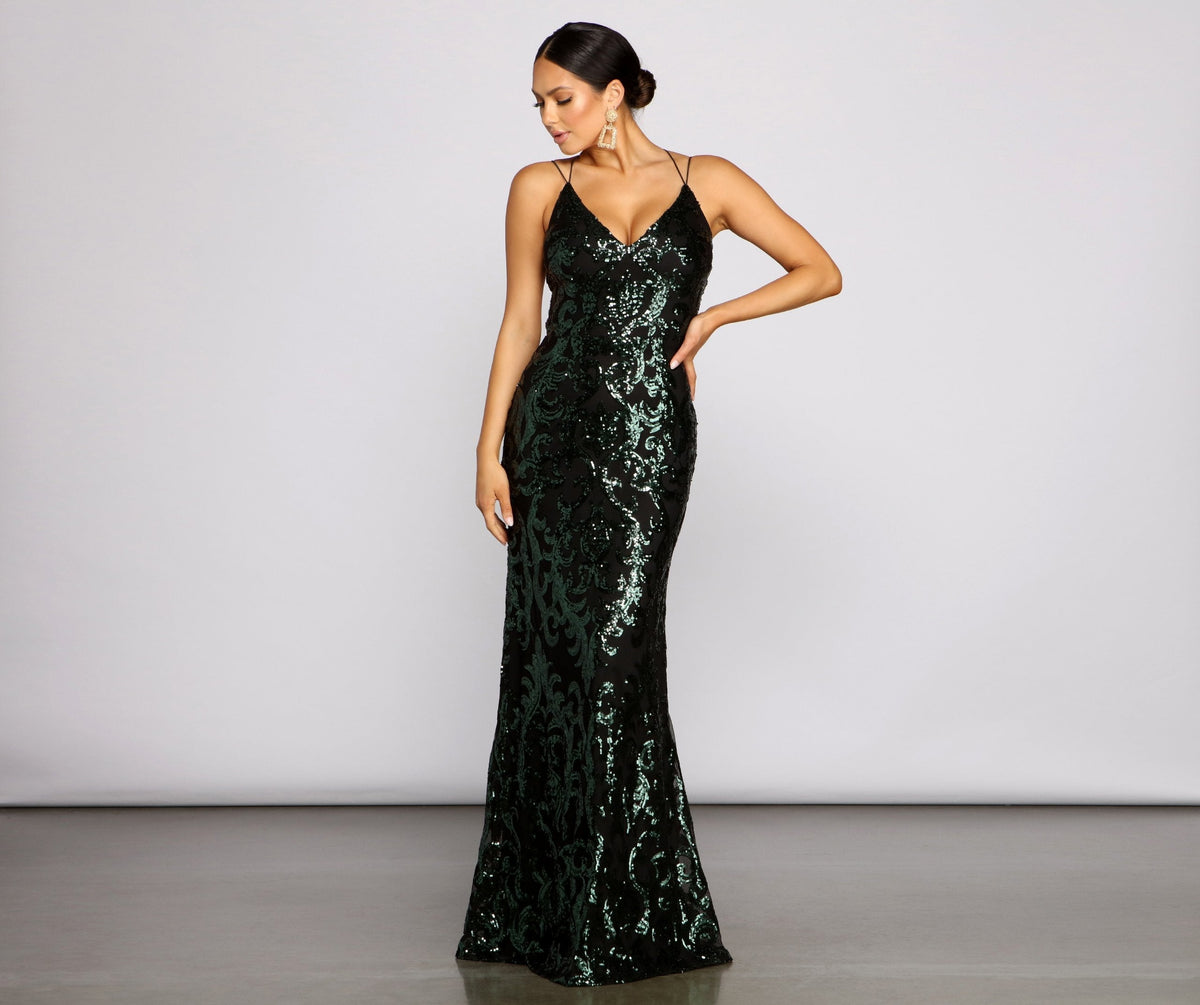 Sequined Mermaid Evening Dress