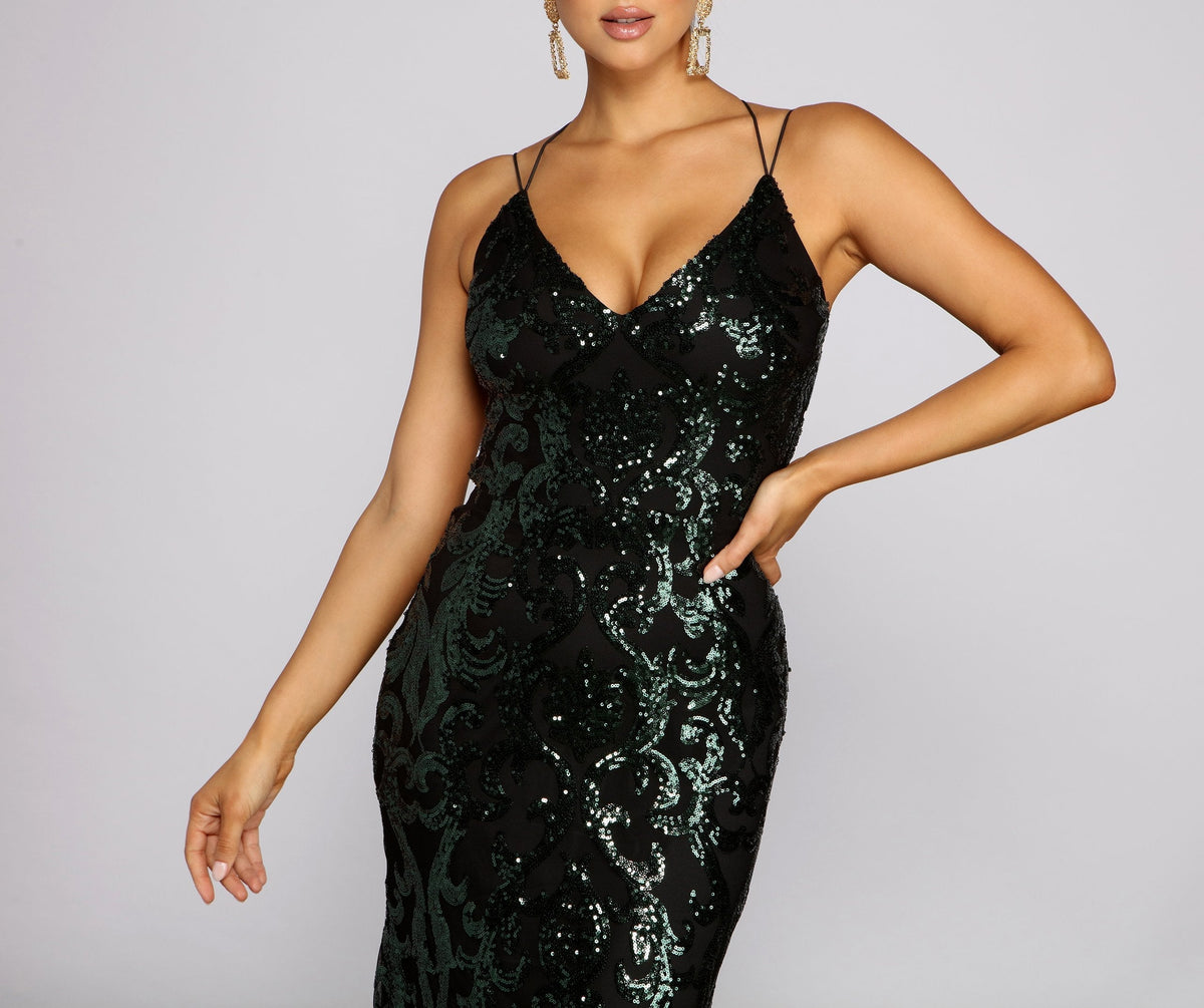 Sequined Mermaid Evening Dress
