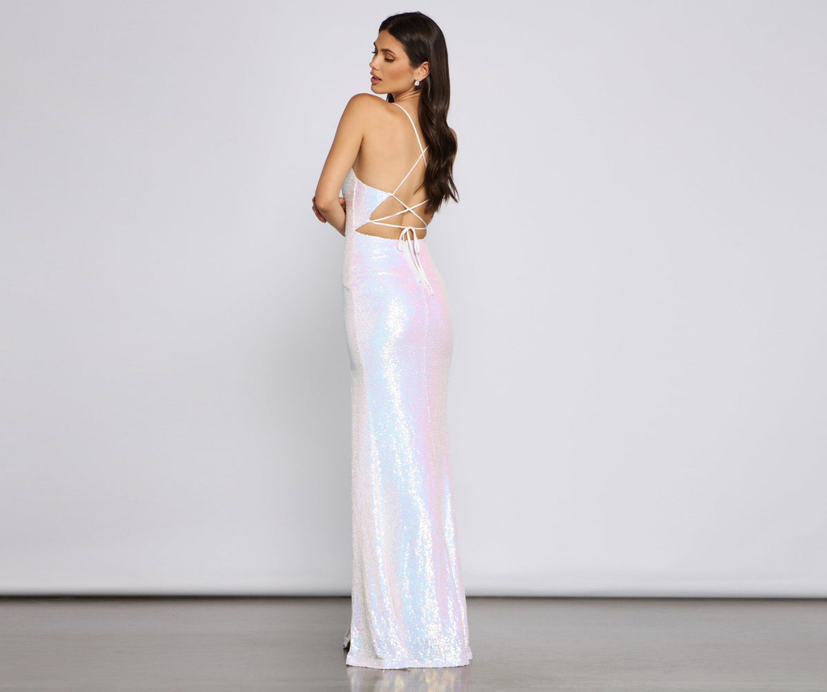 Sequined Mermaid Dress with a Split Detail