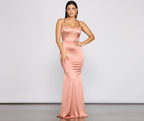 Satin Mermaid Dress with Ruched Details
