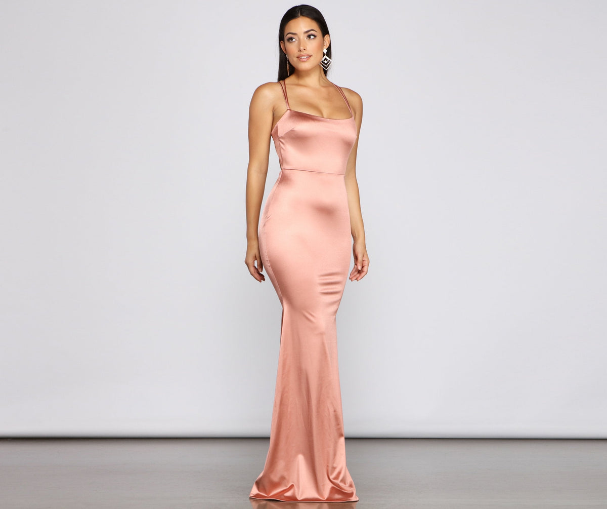 Satin Mermaid Dress with Ruched Details