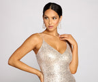 Open-Back Evening Dress with Sequin Detail