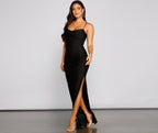 Ruched Evening Dress with a Cowl Neck