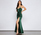 Aria High-Slit Satin Mermaid Dress - Lady Occasions