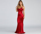 Cowl-Neck Mermaid Evening Dress with Lace Details