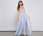 Nylah Pleated Rainbow A-Line Dress - Lady Occasions