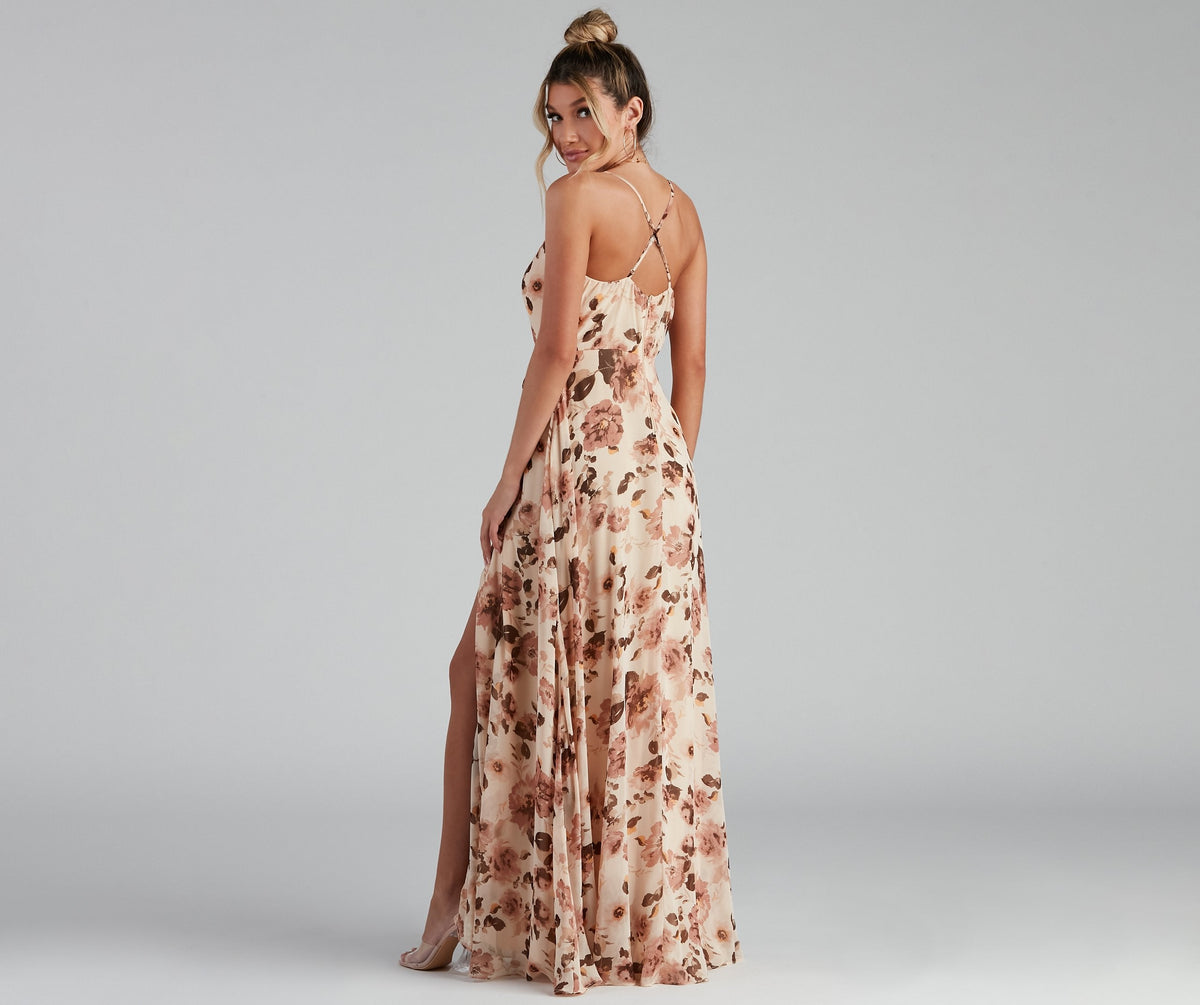 A-Line Chiffon Floral Dress