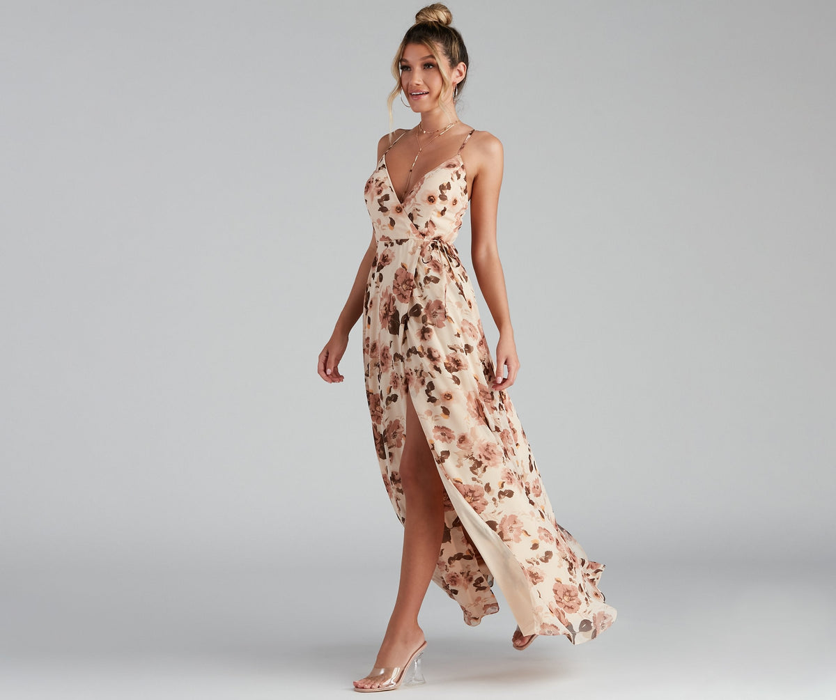A-Line Chiffon Floral Dress