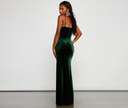 Velvet Evening Dress with a Split Detail