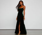 Velvet Evening Dress with a Split Detail