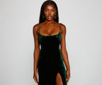Velvet Evening Dress with a Split Detail
