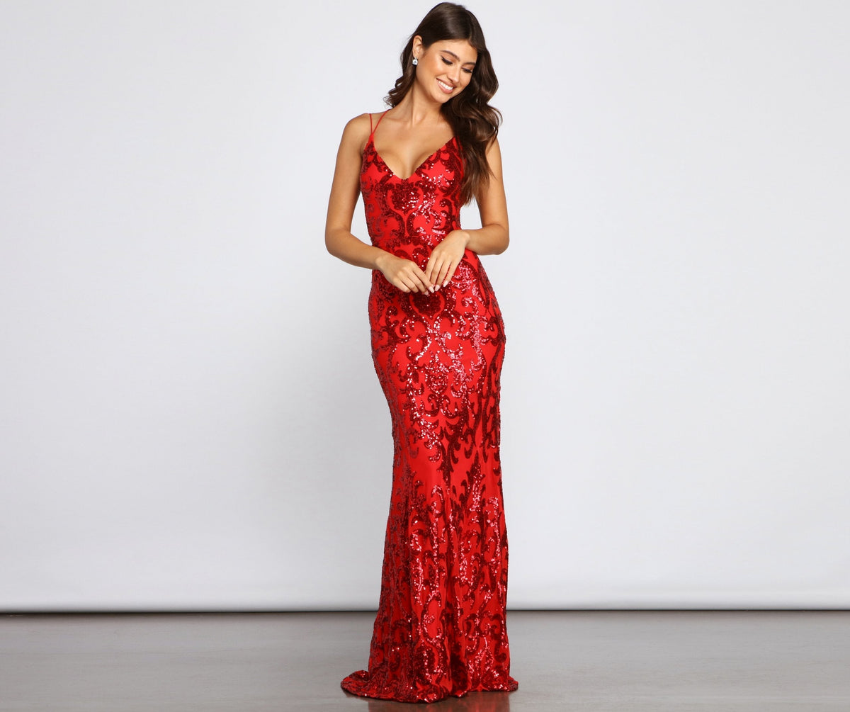 Lila Formal Open Back Sequin Mermaid Dress - Lady Occasions
