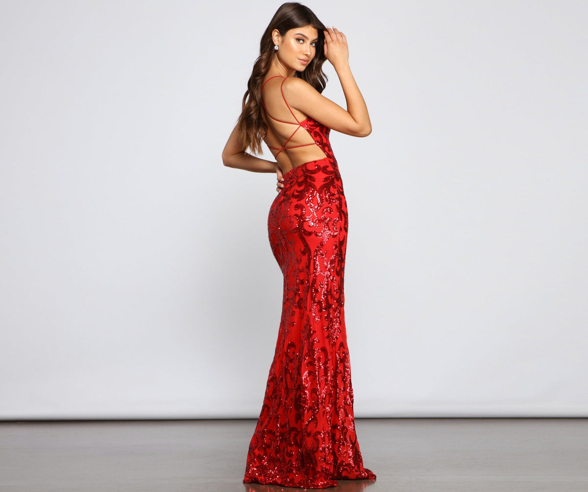 Sequined Mermaid Evening Dress
